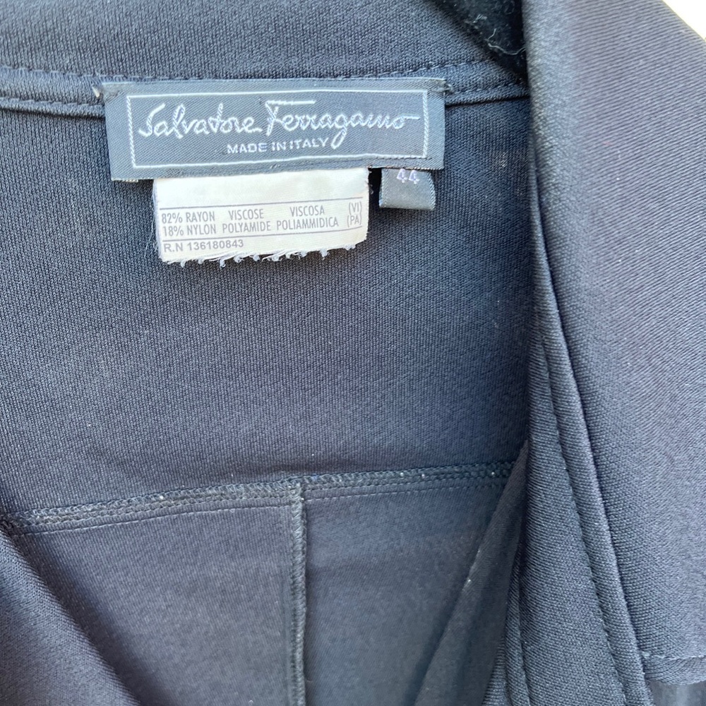 SALVATORE FERRAGAMO LADIES BLACK RUFFLE DRESS-VINTAGE - Picture 6 of 6